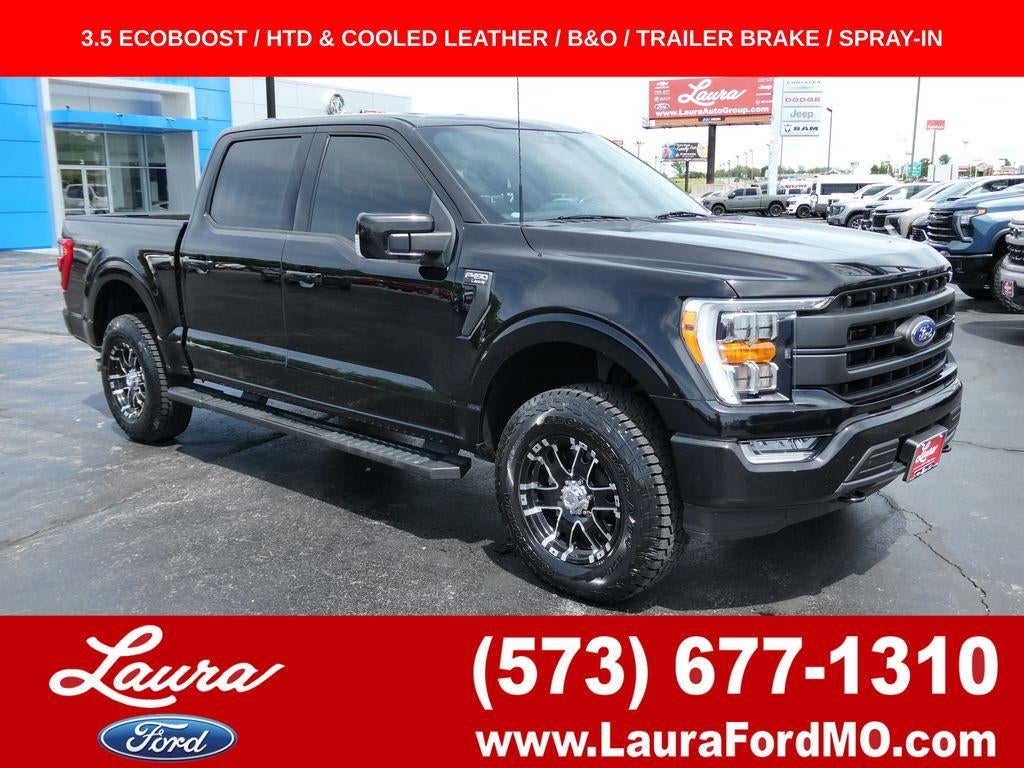 2022 Ford F-150 LARIAT 4WD SuperCrew 5.5' Box in Agate Black Metallic — front three-quarter view