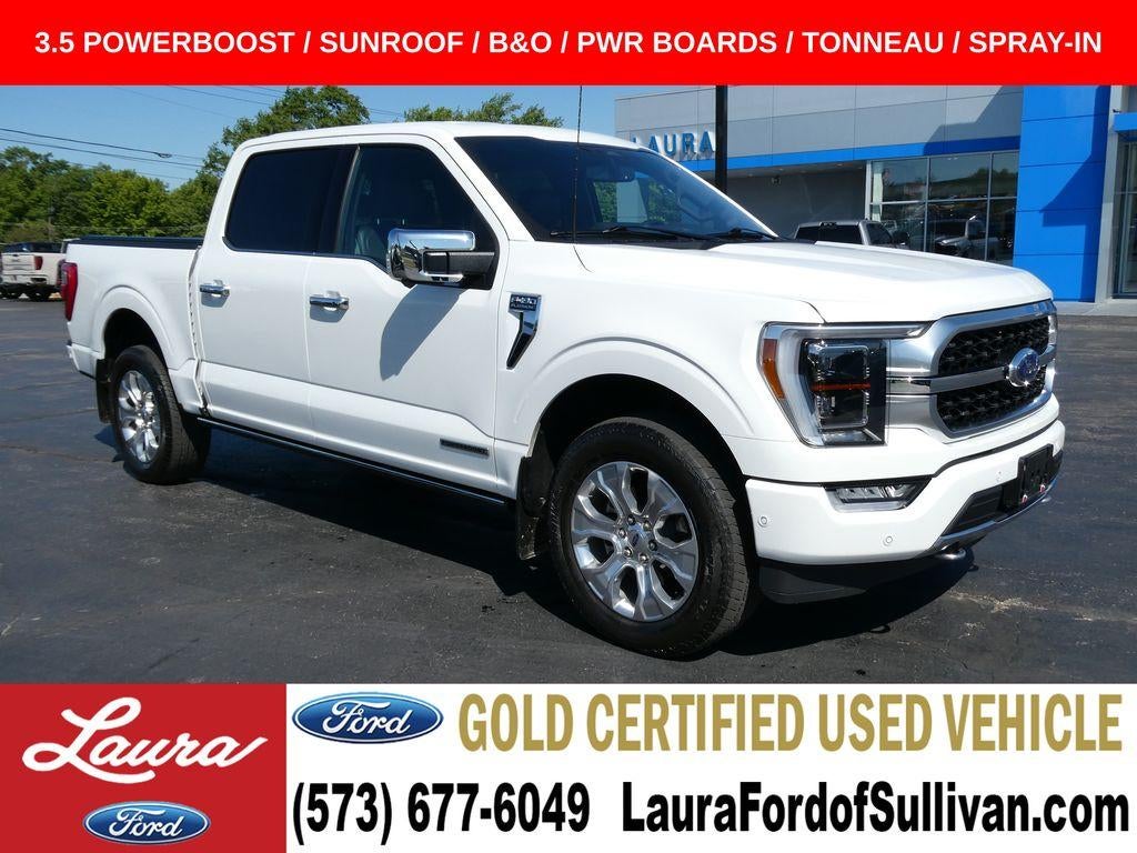 2023 Ford F-150 Platinum 4WD SuperCrew 5.5' Box in Star White Metallic Tri Coat — front three-quarter view