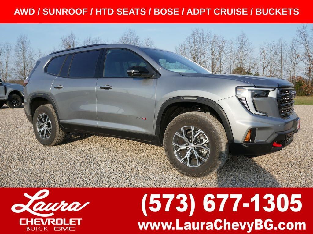 2026 GMC Acadia AT4 in Sterling Metallic — front three-quarter view
