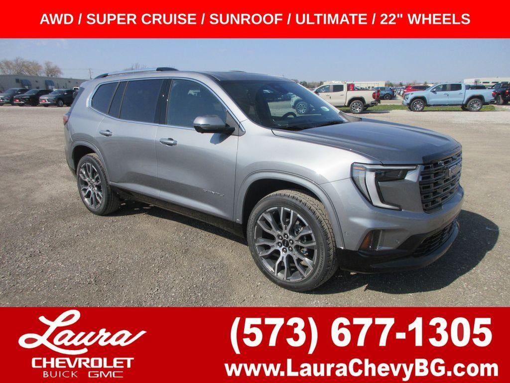2026 GMC Acadia Denali Ultimate in Sterling Metallic — front three-quarter view