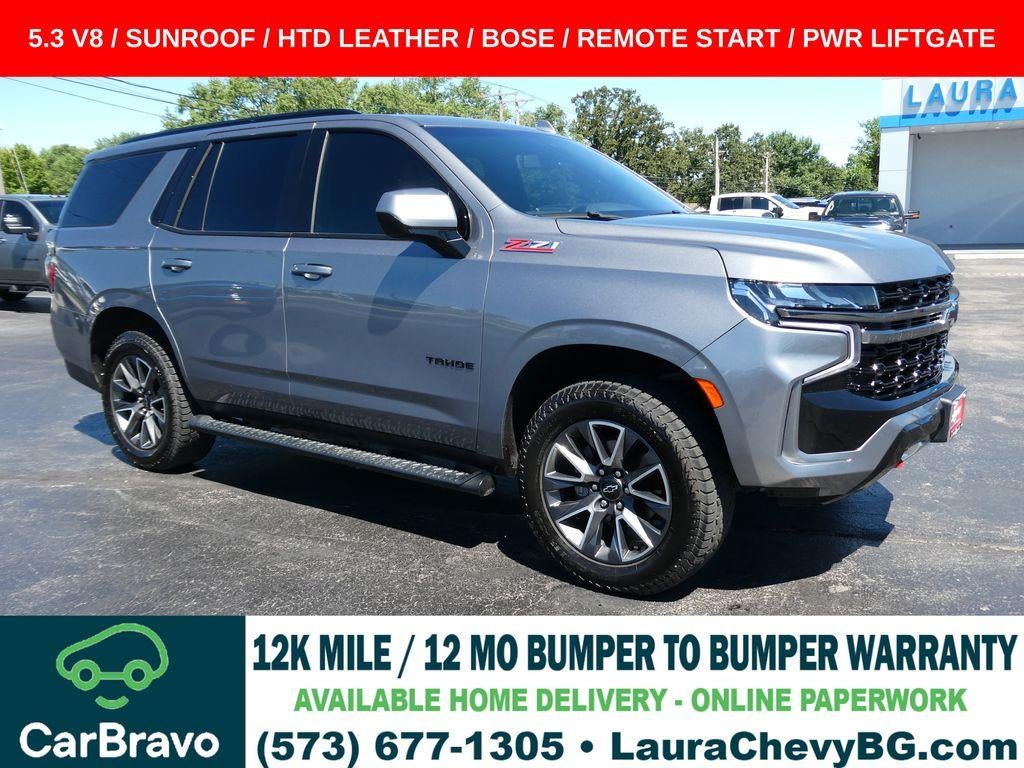 2021 Chevrolet Tahoe Z71 in Satin Steel Metallic — front three-quarter view