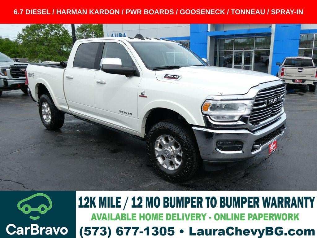 2020 RAM 2500 Laramie Crew Cab 4x4 6'4" Box in White — front three-quarter view