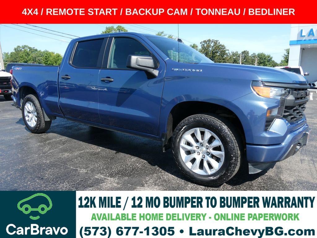 2024 Chevrolet Silverado 1500 Custom in Lakeshore Blue Metallic — front three-quarter view
