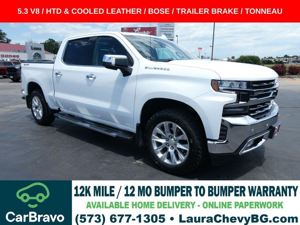 2021 Chevrolet Silverado 1500 LTZ in Summit White — front three-quarter view