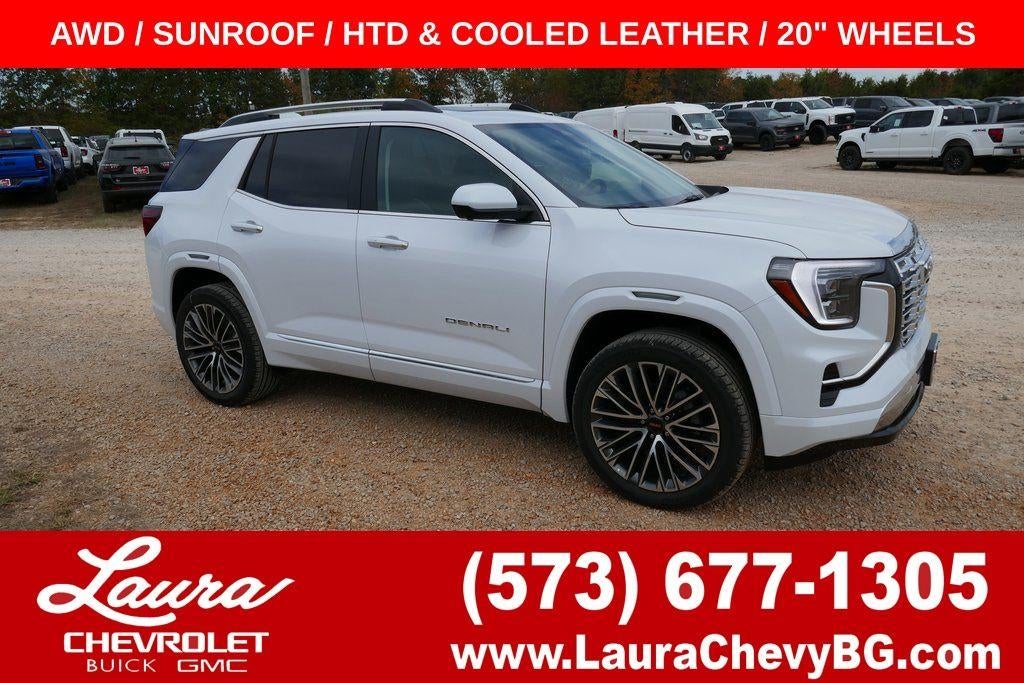 2026 GMC Terrain Denali in Glacier White Tricoat — front three-quarter view