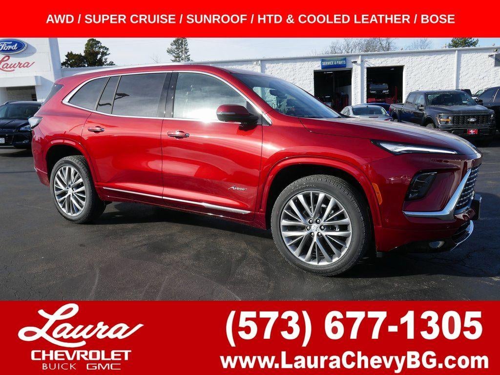 2026 Buick Enclave Avenir in Cherry Red Tintcoat — front three-quarter view