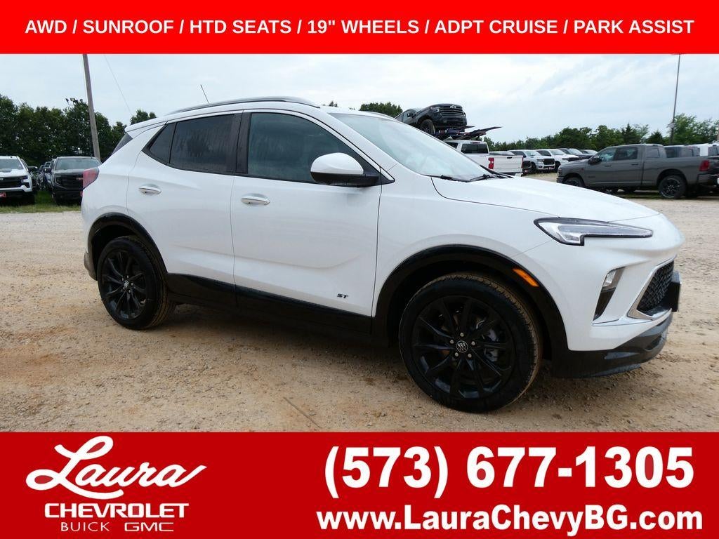 2026 Buick Encore GX Sport Touring in Summit White — front three-quarter view
